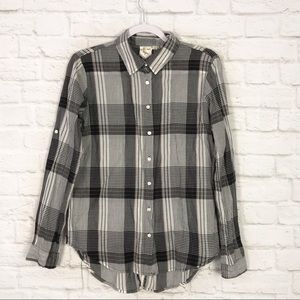White Crow Plaid Button Up Laced Back Western Top